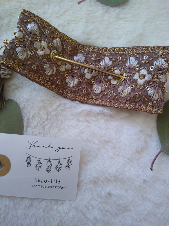 再販"iikao-1113"インド刺繍リボンのマジェステ♡大人ブラウン 3枚目の画像