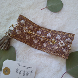 再販"iikao-1113"インド刺繍リボンのマジェステ♡大人ブラウン 4枚目の画像