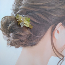 【受注生産】本物の紫陽花アナベルヘアクリップ　イエロー 1枚目の画像