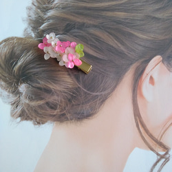 【受注生産】本物の紫陽花アナベルヘアクリップ　ピンク 1枚目の画像