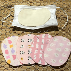 ⑧ピンクカラー4枚セット☆Wガーゼインナーマスクシート白無地