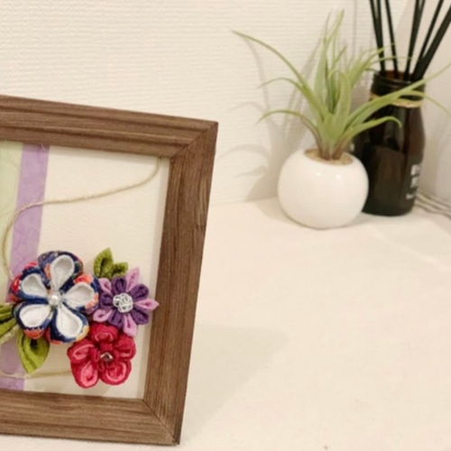 つまみ細工の額飾り フォトフレーム・写真立て OAT-handmade