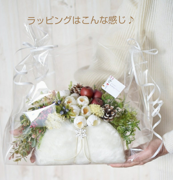 ♪ホワイトローズのふわふわバックアレンジ♪＊早割クリスマス※Creema限定＊【特集掲載】 8枚目の画像