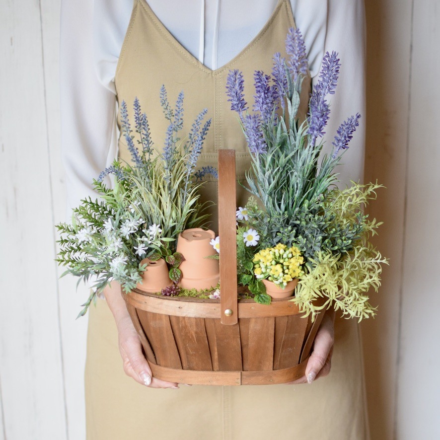 《送料無料！》枯れない 寄せ植えガーデン【木製コンテナ調】  ＊Creema限定