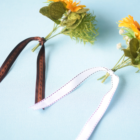 《送料無料 !》ひまわりとカスミ草♪ミニ花束＊コロリン器付＊Creema限定 5枚目の画像