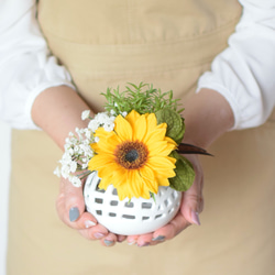 《送料無料 !》ひまわりとカスミ草♪ミニ花束＊コロリン器付＊Creema限定 8枚目の画像