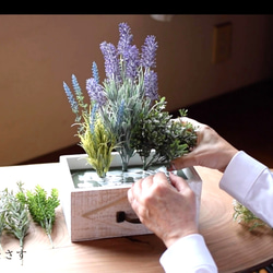 花教室が作った♪  大人の花キット【レッスン動画付き】引き出しの中のハーブガーデン(グレー) 4枚目の画像