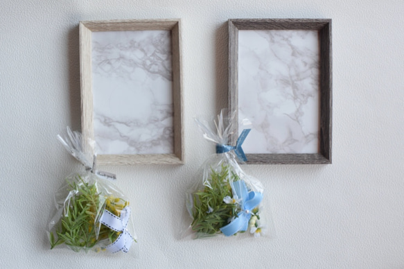送料無料【大人の花キット♪動画付き】並べて可愛いプチリース2個セット＜ミモザ & デイジー〉フレーム付 7枚目の画像