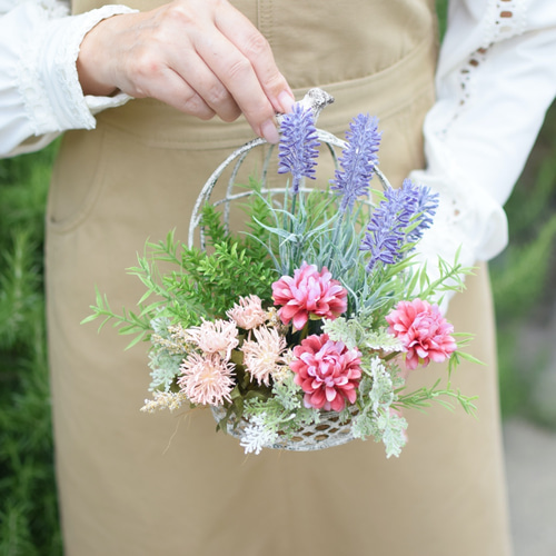 お花　寄せ植え　鳥かご　母の日　寄せ植え お花寄せ植え鳥かご母の日寄せ植え