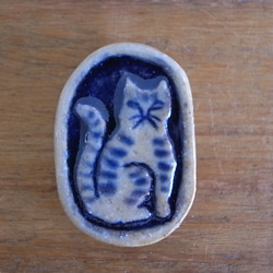 青の猫マグネット(2個セット) 4枚目の画像