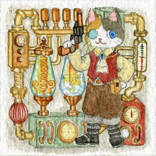 【原画　一点モノ❗️】銀河忍　　色鉛筆　イラスト　スチームパンク スチームパンク