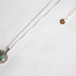 Enamel stone necklace round #5 emerald sv925 7枚目の画像