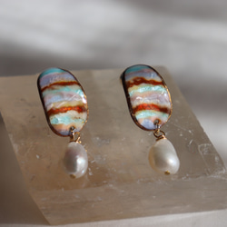 Peau earrings (stripe♯1)七宝焼き 1枚目の画像