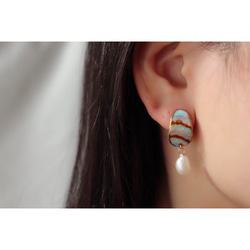 Peau earrings (stripe♯1)七宝焼き 3枚目の画像