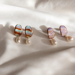 Peau earrings (stripe♯1)七宝焼き 5枚目の画像