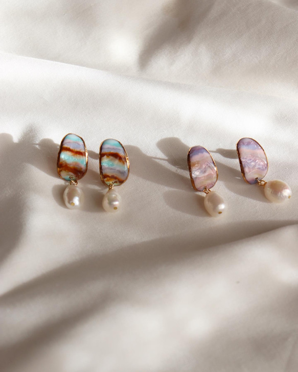 Peau earrings (stripe♯1)七宝焼き 5枚目の画像