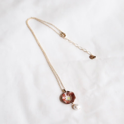 Flower pearl necklace (オレンジ)七宝焼き 2枚目の画像