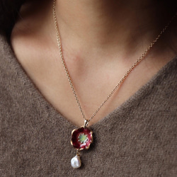 Flower pearl necklace (レッド)七宝焼き 4枚目の画像