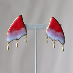 Lung Earrings(レッド・ブルー)七宝焼き 1枚目の画像