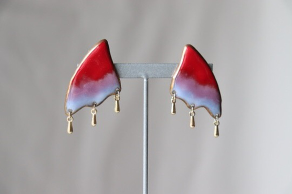 Lung Earrings(レッド・ブルー)七宝焼き 1枚目の画像