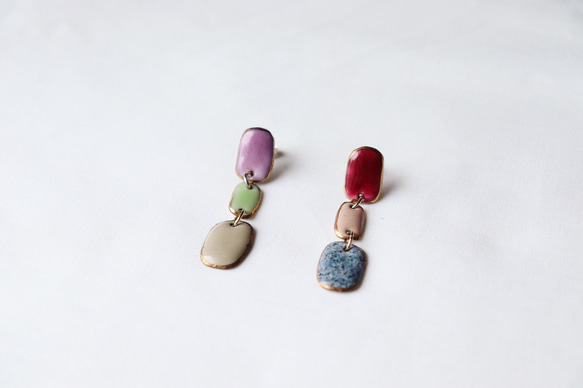 Nail tip Earrings (Type:B)七宝焼き 2枚目の画像