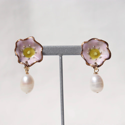 Flower pearl earrings(cherry blossom )七宝焼き 1枚目の画像