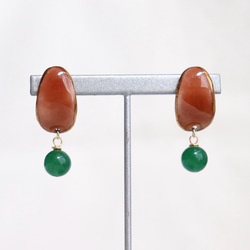 Peau earrings (orange pink)七宝焼き 1枚目の画像