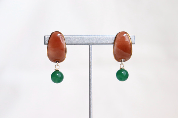 Peau earrings (orange pink)七宝焼き 1枚目の画像