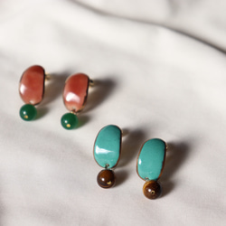 Peau earrings (orange pink)七宝焼き 4枚目の画像