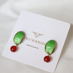 Peau earrings (green)七宝焼き 2枚目の画像