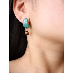 Peau earrings (turquoise)七宝焼き 3枚目の画像