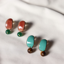 Peau earrings (turquoise)七宝焼き 4枚目の画像