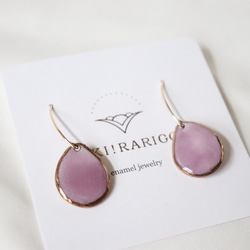 Wire Stone Earrings (purple)七宝焼き 2枚目の画像