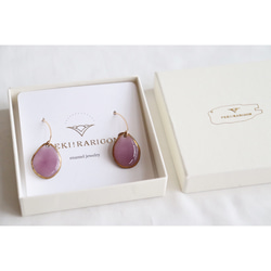 Wire Stone Earrings (purple)七宝焼き 3枚目の画像