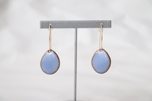 Wire Stone Earrings (light blue)七宝焼き 4枚目の画像