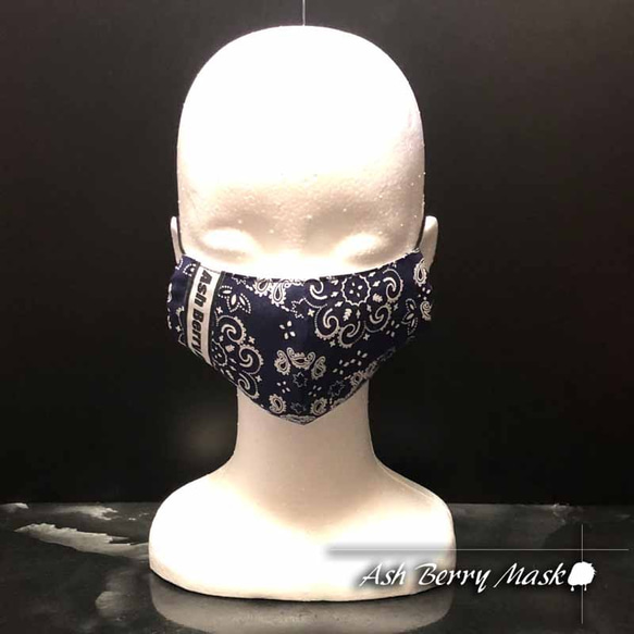 Paisley Navy (6type Ribbon)立体型マスク/ Ash Berry Mask 4枚目の画像