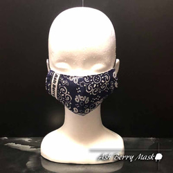 【子供用】Paisley Navy (6type Ribbon)立体型マスク/夏用 Ash Berry 4枚目の画像