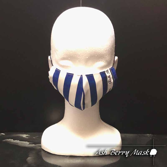 【子供用】STRIPE NAVY (6type Ribbon)立体型マスク/夏用 Ash Berry 4枚目の画像