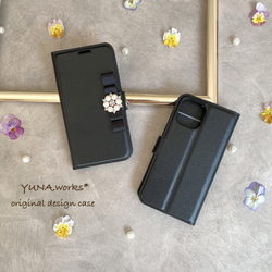 ラッピング対応◎YUNA,works*originalパールビジュver,iPhone12/12pro手帳型ケース 1枚目の画像