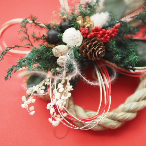 新作 しめ縄 稲藁リース ミニ しめ縄・しめ飾り minoka flower 通販