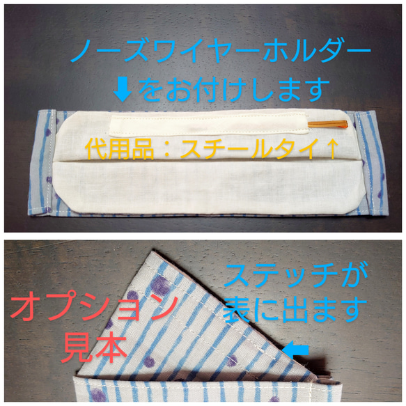 ≪選べる３サイズ≫舟形マスク☆北欧系サークル柄　ネイビー【受注生産】 8枚目の画像