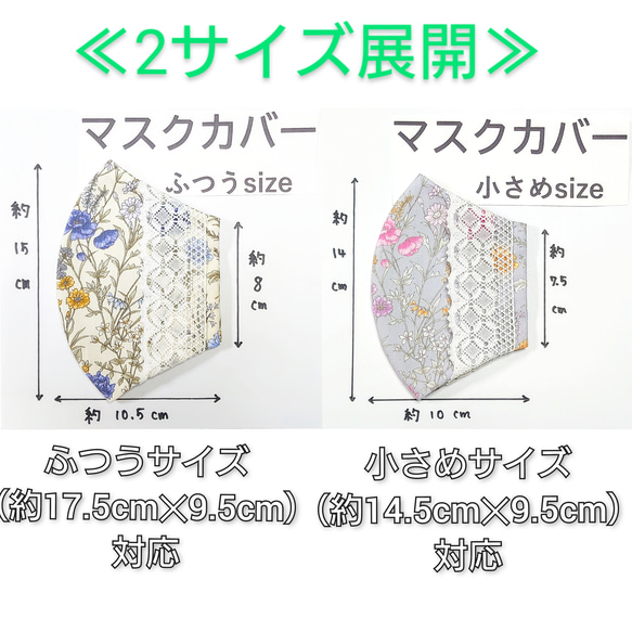 ≪2WAY≫不織布マスクカバー☆ベリーフラワー柄【受注生産】 4枚目の画像