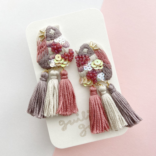 デニムタッセルピアス/イヤリング・アレルギー対応金具 イヤリング 