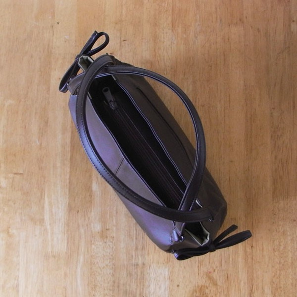 【日本送料無料】サイド手紐ショルダー　ダークブラウン（こげ茶）・無地　受注生産 5枚目の画像