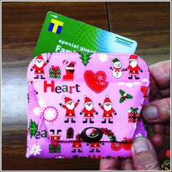 小銭入れBタイプ　コインケース　ピンク・クリスマス柄（財布） 4枚目の画像