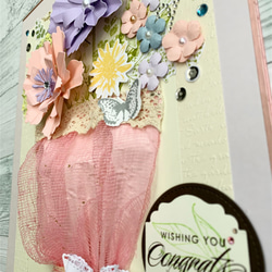 寄せ書き「CONGRATS」　花束の色紙 (パールピンク) 恩師へ・ご勇退の上司へ ・異動・お祝い・お礼　 3枚目の画像
