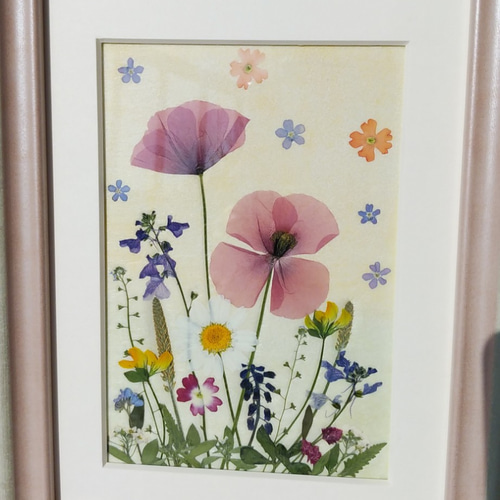 押し花アート「春の花」 春の花が可愛い 押し花額 母の日 その他インテリア雑貨 真蓮花工房