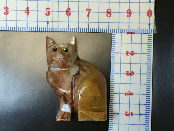 猫  ジャスパー彫刻  置物  A 5枚目の画像