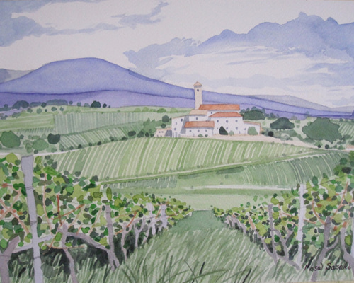 油絵トスカーナ風景 トスカーナの風景油絵 イタリア トスカーナの芸術 厚塗り絵画