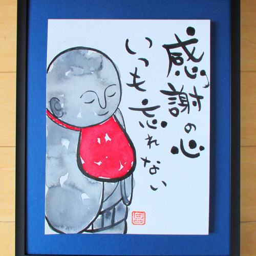 手づくりオリジナル絵画作品 オリジナル絵手紙3点セット No.25（かき氷のれん、すいか、お地蔵様